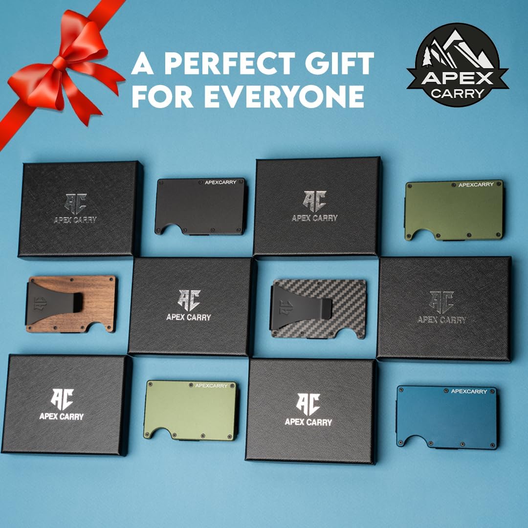 Wallets for Men - Men'S Minimalist Credit Card Holder - Slim Wallet for Men with RFID Blocking - Front Pocket Metal Wallet with Money Clip (Walnut)