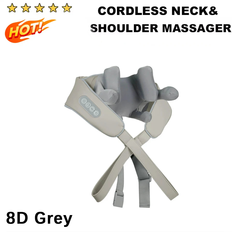 Hot New Brushless Motor Neck and Shoulder Massager Wireless Shoulder and Back Kneading Massage Shawl Neck Masajeador Family Gift