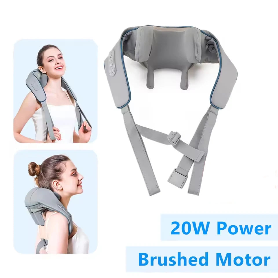 Hot New Brushless Motor Neck and Shoulder Massager Wireless Shoulder and Back Kneading Massage Shawl Neck Masajeador Family Gift