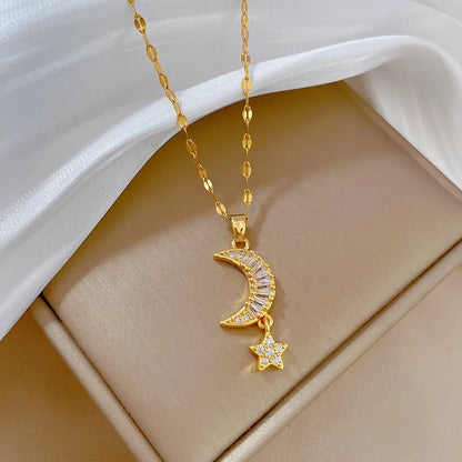 Celestial Moon & Star Tassel Necklace