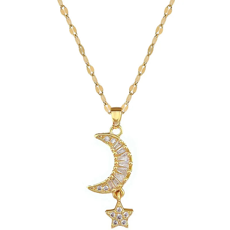 Celestial Moon & Star Tassel Necklace